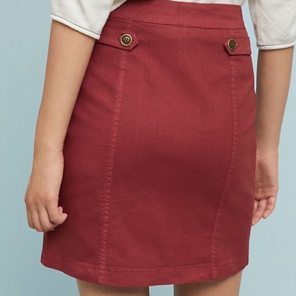 Anthropologie Amadi Red Buttoned Utility Skirt - Picture 3 of 6